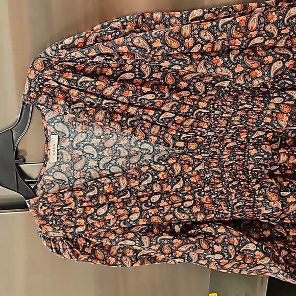 💕DOEN💕 Cecily Dress ~ 100% Ramie Teal Canterbury Paisley Print XL NWOT - Picture 14 of 16